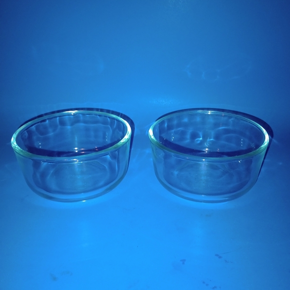 Pyrex 7200 2 Cups 470ML Blue Tint Clear Glass Mixing Bowl Set Of 2 USA No Lids - Picture 4 of 9